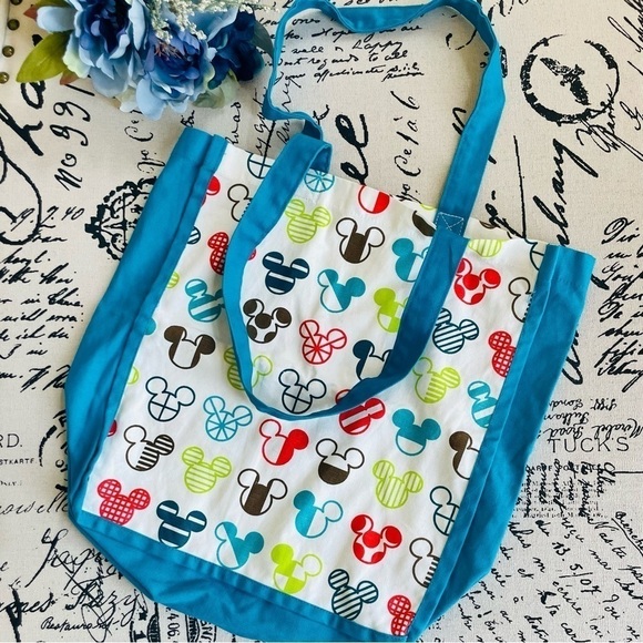 🏷️ 4/$25 Disney Mickey Mouse Colorful Pop Art Print Shoulder Cotton Tote Bag - Picture 1 of 2